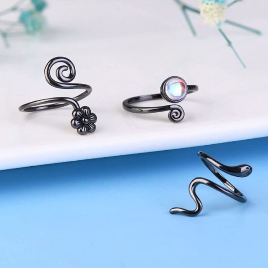 3 Pcs Toe Rings For Women Hypoallergenic Adjustable Open Toe Rings Tail Pinky Band Rings Snake Flower Moonstone Foot Set 3 Pcs Toe Rings For Women Hypoallergenic Adjustable Open Toe Rings Tail Pinky Band Rings Snake Flower Moonstone Foot Set
